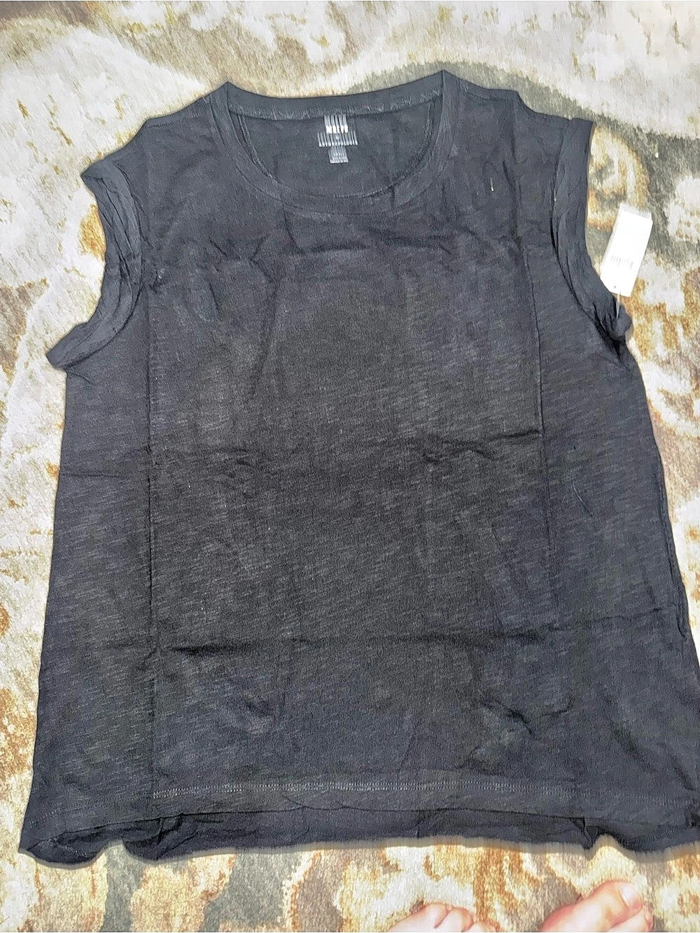 100% Cotton Maeve Sleeveless Carey Muscle Tank in Black